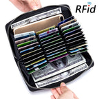 Rfid Many Departments Men Wallet Cow Genuine Leather 36 Slots Card Holder Cell Phone Pocket Male Wallets Clutch Man Long Purse