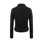 PU Women's Short Leather Oblique Pull Slim Motorcycle Clothing Washed Leather Jacket