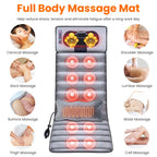 1Pc Full Body Electric Massage Mat With Heat Vibration Massage Pad Cushion Back Massage Mattress Chair Pad With Neck Massage Pillow With 10 Vibration Motors Timer Fedex Shipping