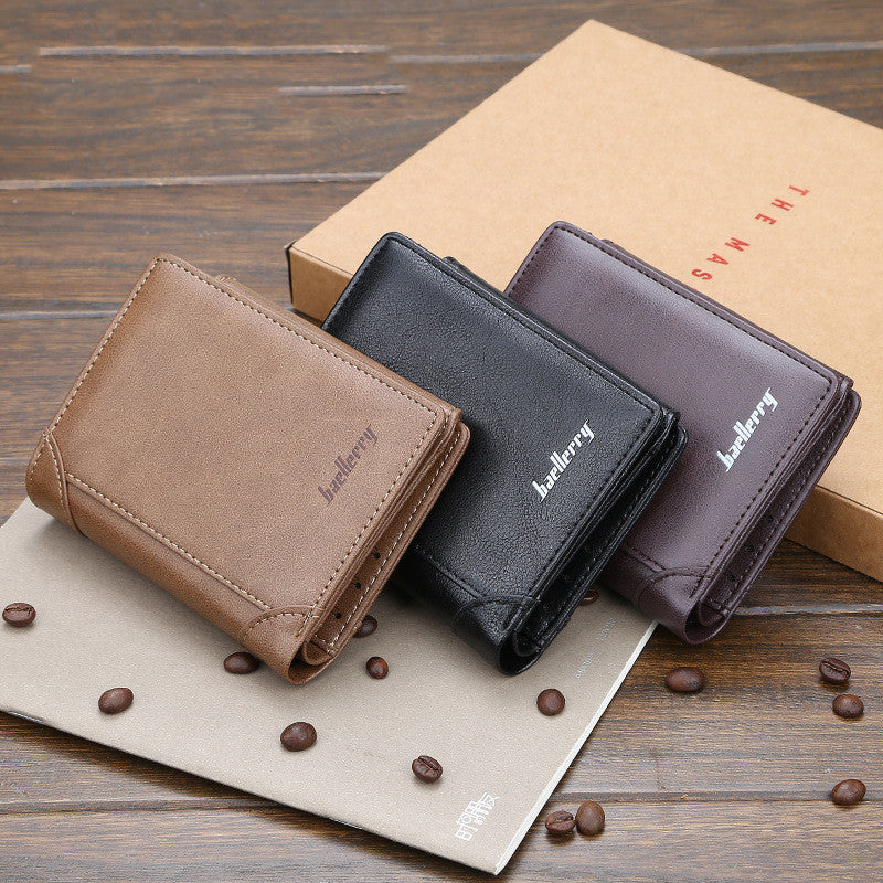 Wallet Men's Short Korean Version Of The Vertical Multi-card Position Three-fold Small Wallet Thin Buckle Coin Purse