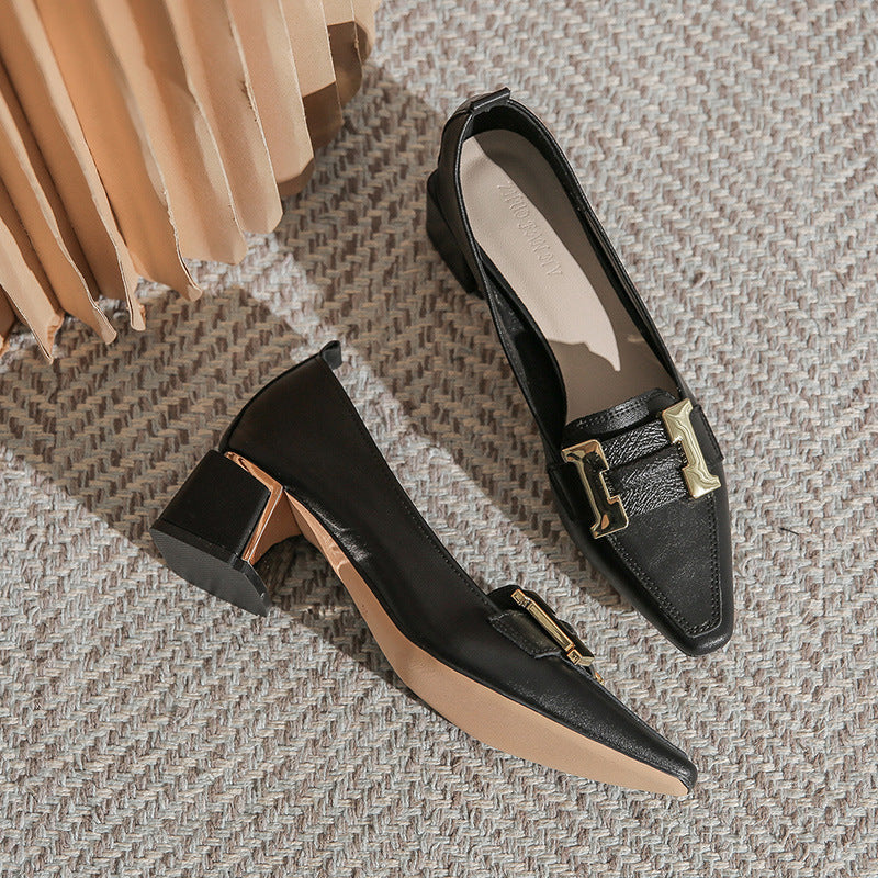 Chunky Heel High-heel Commuter Shallow Shoes