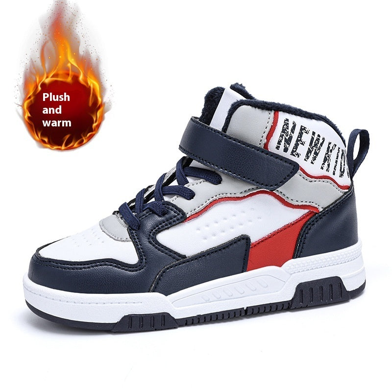 Casual Leather Sports Board Shoes High-top Velvet Thermal