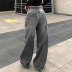 Casual Retro All-matching Wide Leg Denim Trousers