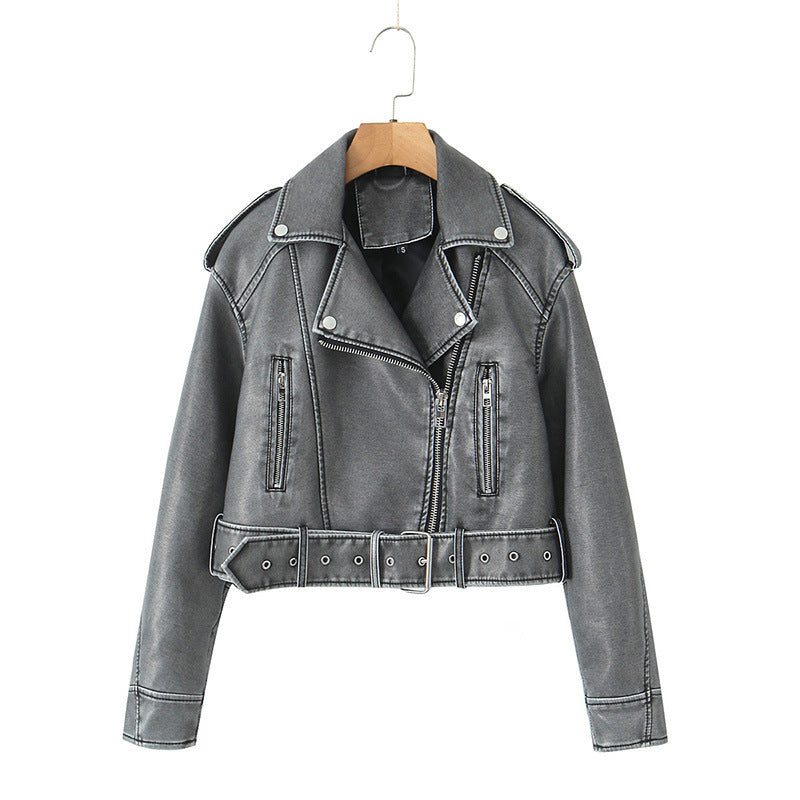 Retro Spring And Autumn Fashion New Versatile Leather Jacket