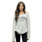 American-style Retro Shoulder Sweater Letter Print Long Sleeve