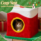 29.5in Christmas Themed Plush Cat Tree, Multi-level Cat Tower With Cat Condo, Top Crown Perch, Sisal Scratching Posts, Cat Pet Activity Center For Indoor Cats - The Premium