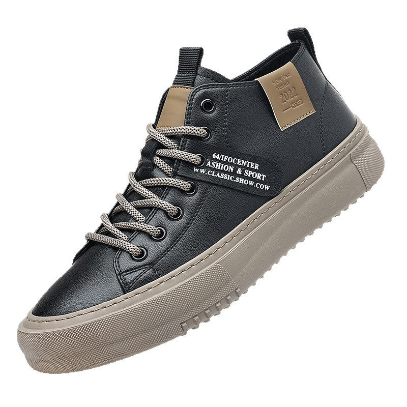 Men's Sports Casual Leather White Shoes