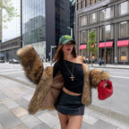 Elegant Polyester Fur Overcoat Coat