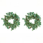 2PCS Set Christmas Wreath Eucalyptus Candle Rings 14.2in Green Artificial Plants Home Door Decor Holiday Wall Pendant FBA Shipment - The Premium