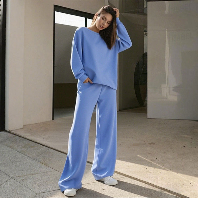 Women's Solid Color Fashionable European And American Sportswear Casual Set