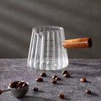 1 Pcs 180ml Mini Coffee Cup, Glass Milk Cup, Italian Coffee Cup With Wooden Handle, Coffee Measuring Cup
