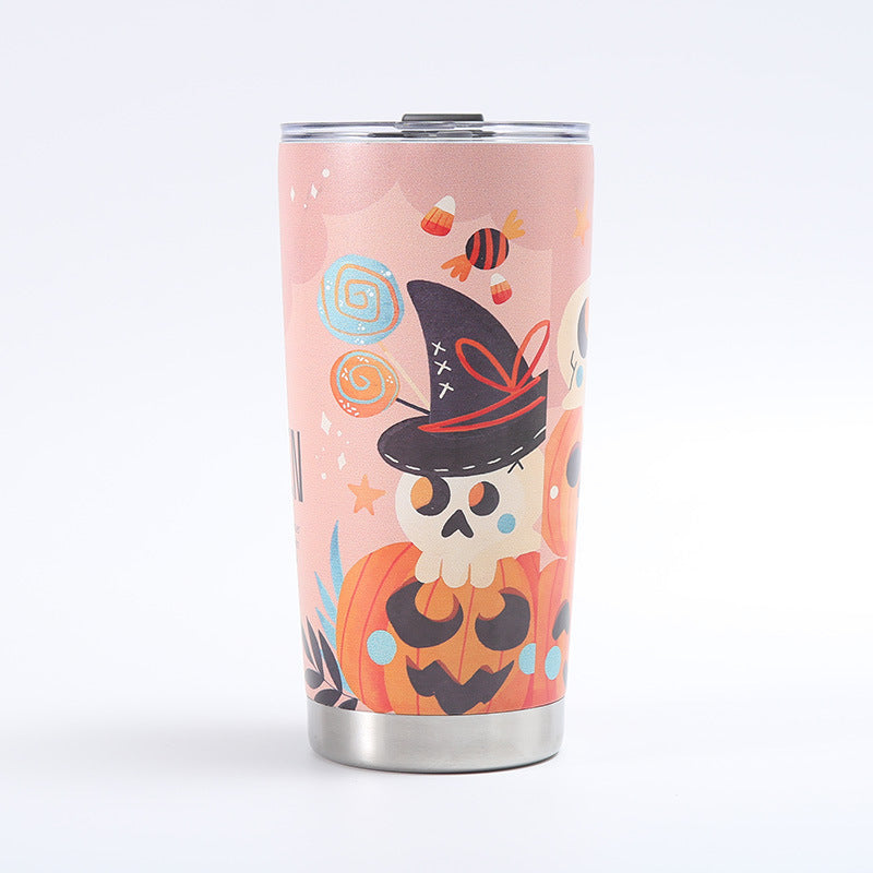 Customized Creative 304 Stainless Steel Insulated Mug, 3D-Printed Beer Cup, Halloween Large-Capacity 20oz Car Tumbler