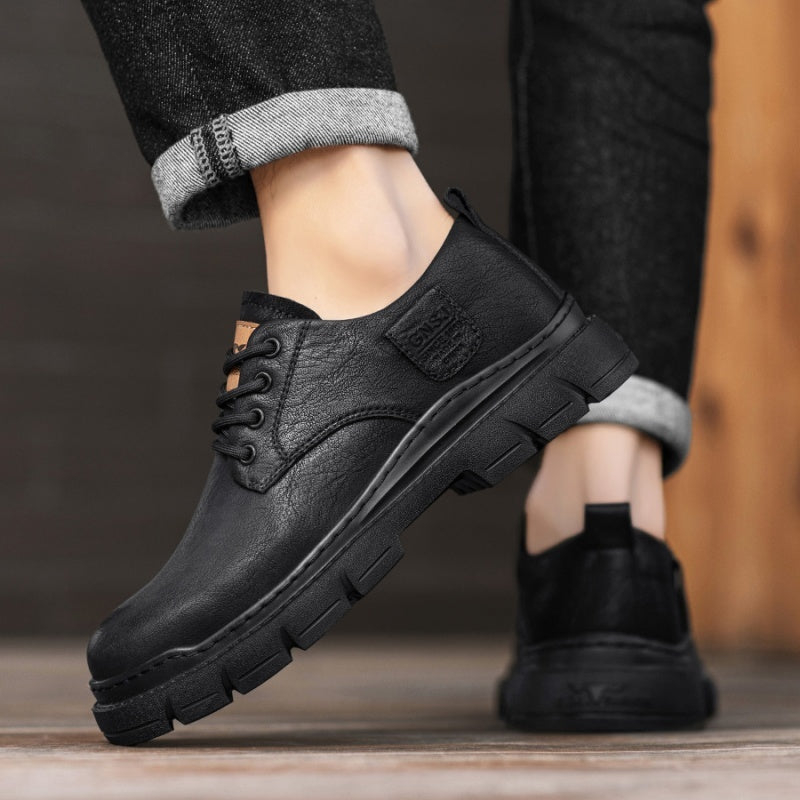 Men's Autumn Black Soft End Business Leather Men's Shoes Outdoor British