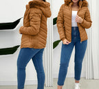 Cinched Hoodie With Fur Collar Short Jacket