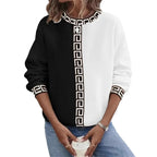 Color-blocked Hoodie Casual Sporty Round-neck Long-sleeve Top