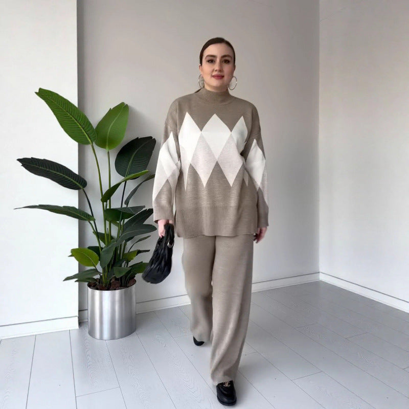 Women's Knit Round Neck Sweater Set