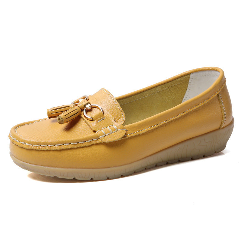 Two-layer Calf Leather Shoes Low-top Slip-on Women's Shoes