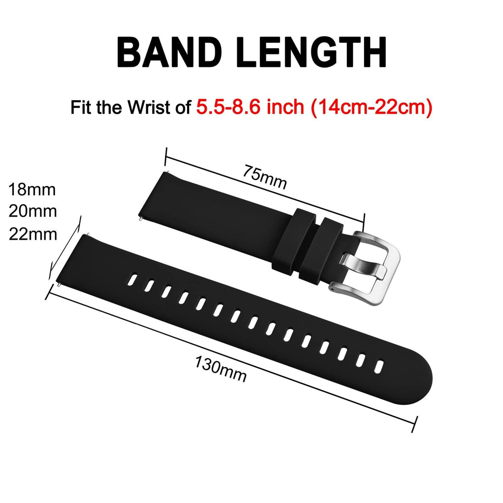 Smartwatch Accessories,Silicone Watch Bands, Slim Watch Straps With Quick Release, 22mm