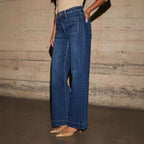 High Waist Jeans Women's Wide Leg Retro Temperament Straight-leg Pants