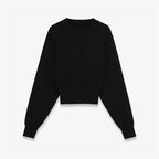 European And American Style Fashionable Round-neck Long-sleeve Plain Knit Sweater