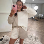 Women's Casual Color-block High-waist Long-sleeve Set