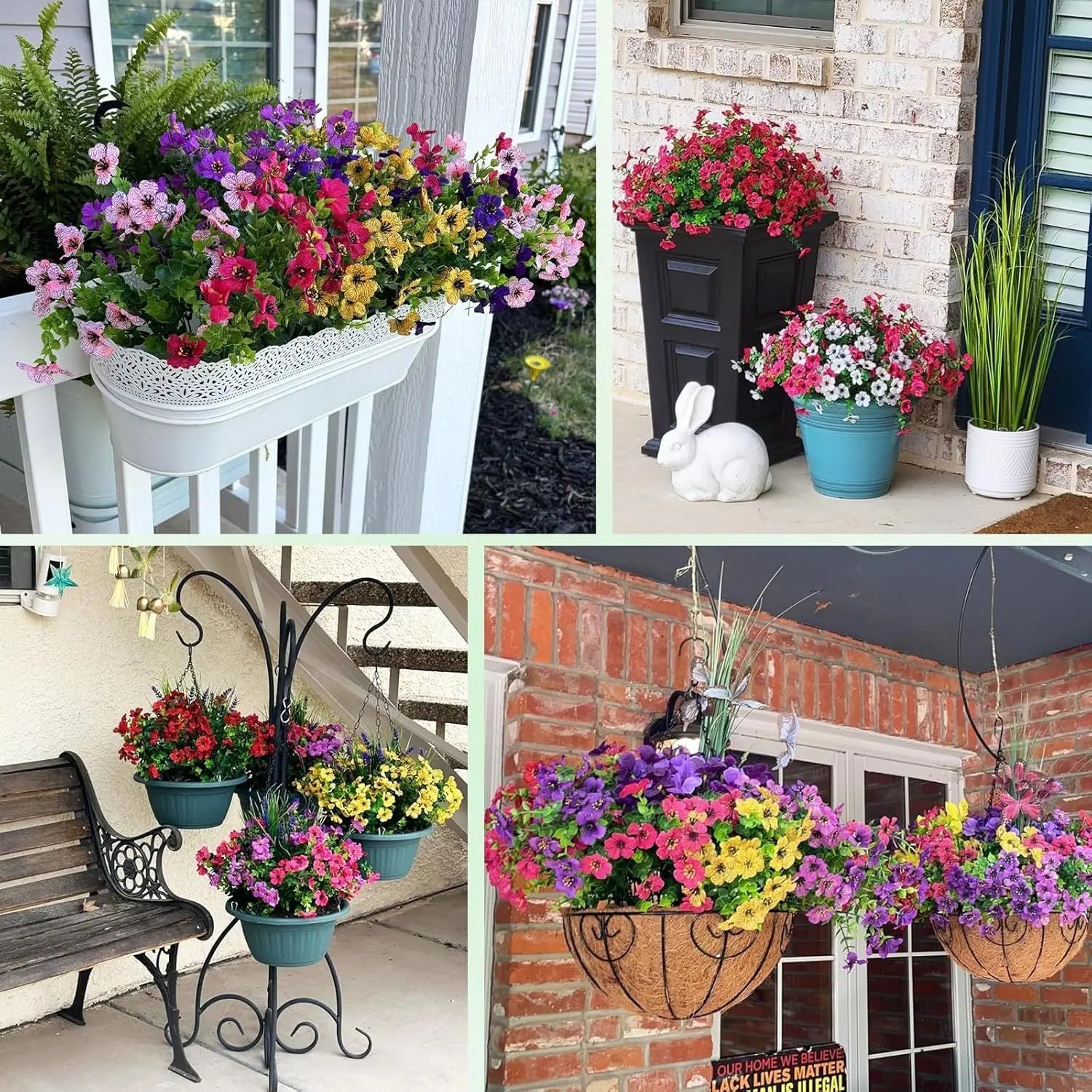 Nepfaivy Artificial Outdoor Flowers UV-Resistant - Realistic Artificial Flowers For Outdoors, Fade Resistant Fake Flowers For Outside, Plastic Faux Flowers For Outdoor Planters - The Premium