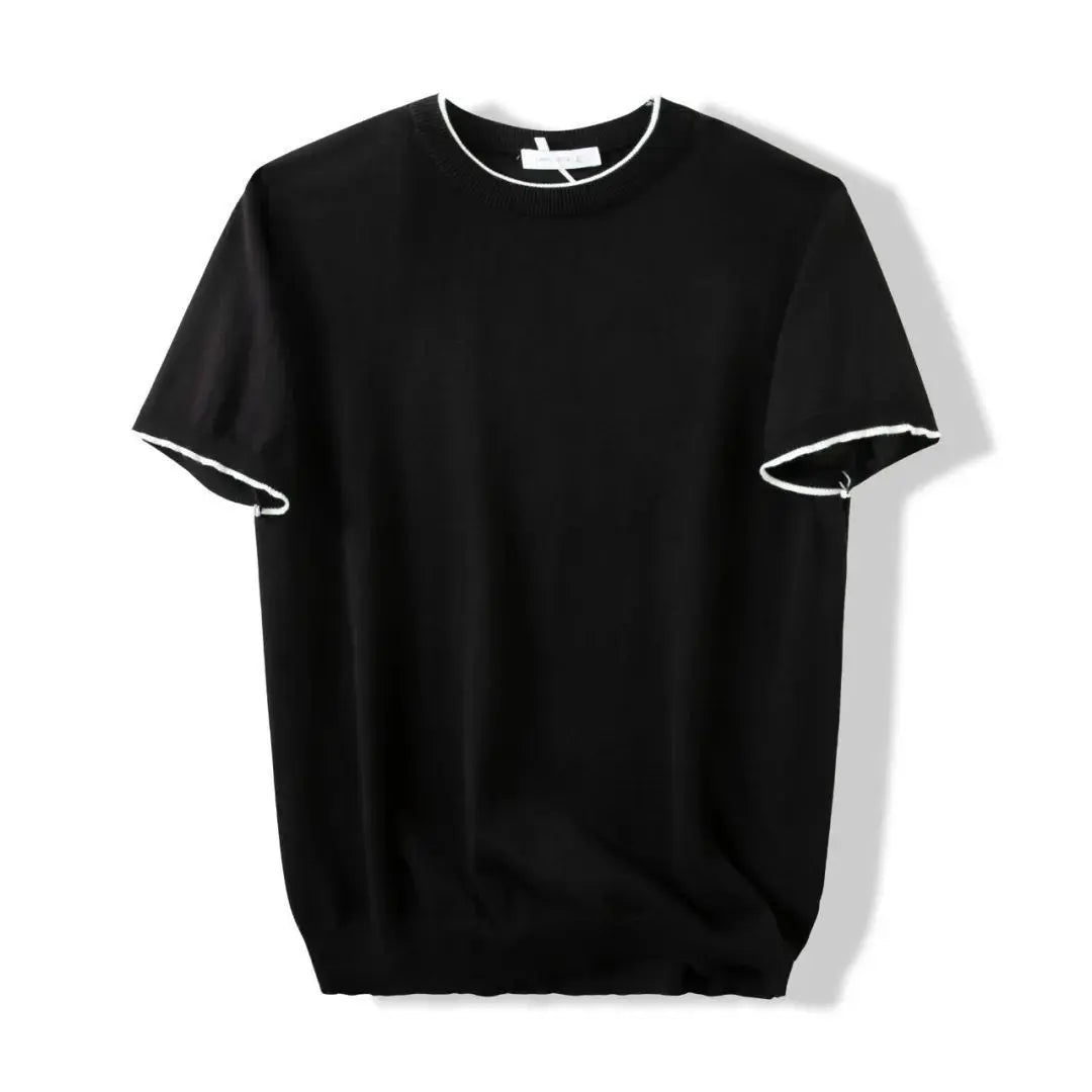 Lazy And Versatile Knitted Round Neck T-shirt For Men - The Premium