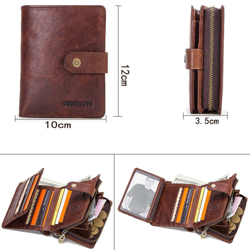 RFID cowhide multifunctional men's wallet