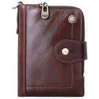 Top layer cowhide buckle zipper bag casual leather bag