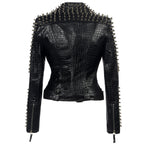 European And American Plus Size Rivet Short Stitching Motorcycle Leather Coat