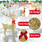 3Pcs In 1 Set 2D Lighted Christmas Deer Family Set Indoor Outdoor Light Up Reindeer Decorations Lighted Buck Doe Fawn Display With 8 Lighting Modes
