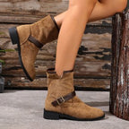 Casual Metal Buckle Slip-on Women's Martin Boots