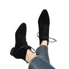 Autumn And Winter Maillard Matte Temperament Pointed Low-heel Ankle Boots For Women