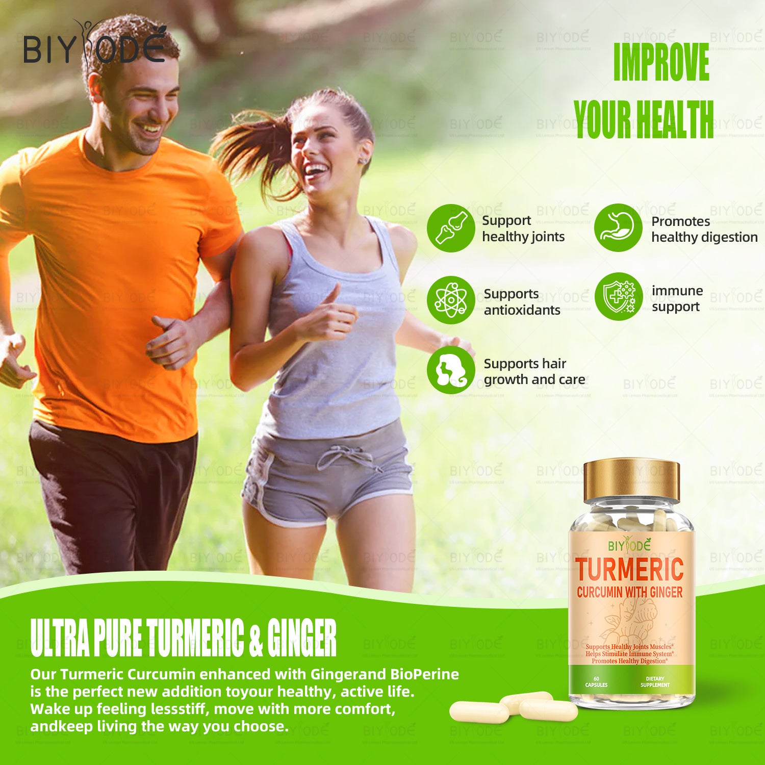 BIYODE Turmeric Capsule Wholesale Ready Stock Effective Health Supplement Formula