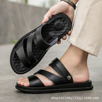 Men's Fashion Casual Outdoor Driving Dual-purpose Leather Beach Sandals