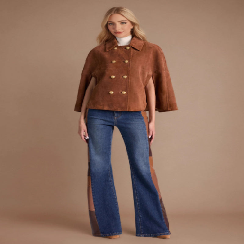 Women's Polyester Leather Loose Design Coat