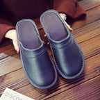 Home Leather Slippers Men's Plus Size Spring And Autumn Waterproof Platform
