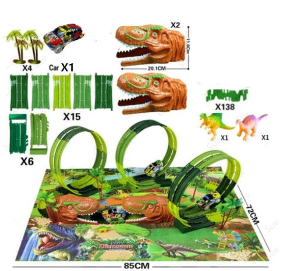 Children's Electric Assembled Track Racing Simulation Animal Tyrannosaurus Dinosaur Toy Puzzle Boy Gift