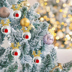 5 Pcs Disco Mirror Christmas Ball Pendants With Elk Antlers Cute Disco Ball Accessories Car Disco Mirrors Deer Antler Ornament Halloween Props For Xmas Trees Garlands Music Festival Birthday Party Dec - The Premium