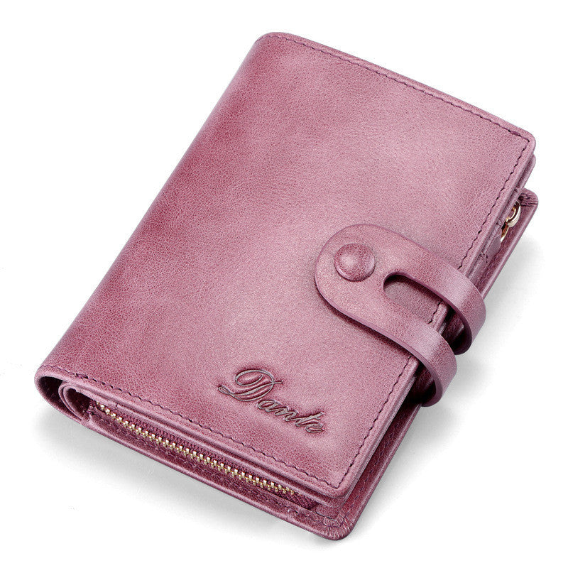 Vintage men's short wallet with leather zipper