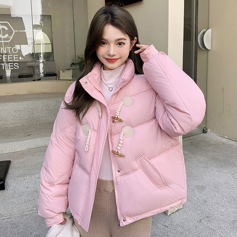 Winter Short Stand Collar Thick Cotton Coat With Toggles