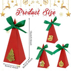 20 Packs Christmas Treat Boxes Goody Boxes Pre-Assembled Triangle Christmas Packing Box Christmas Tree Socks Gold Card Xtmas Cookie Gift Box For Christmas Birthday Wedding Party - The Premium