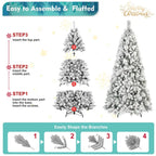 4-foot Flocked Christmas Tree With 150 Warm White LED Lights 350 Tips, With Snowy PVC And Firm Needle Branches, Hinged Design For Easy Setup, Sturdy Metal Base Full And Realistic Holiday Tree - The Premium