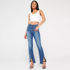 Women's High-Waist Star Patch Jeans, Wide-Leg Full-Length Jeans With A Retro Y2K Star, Light-Wash Denim For All Seasons.