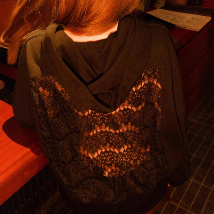 New Women's Fashion Versatile Hooded Long-sleeve Backless Hollowed-out Sweatshirt