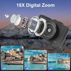 1Pc 5K 75MP Digital Camera For Photography Anti Shake WiFi Vlogging Video Camera With 9 Shooting Modes 18X Zoom Fill Light Webcam Function 2 Batteries 32G MMC Card 180Degree Flip IPS Screen