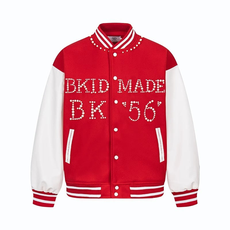 American Fashion Brand Beaded Baseball Uniform Jacket