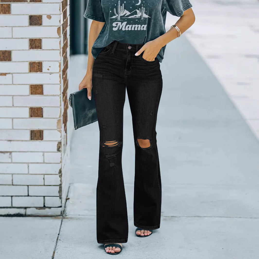 Women's Ripped Skinny Jeans Fashion Wash