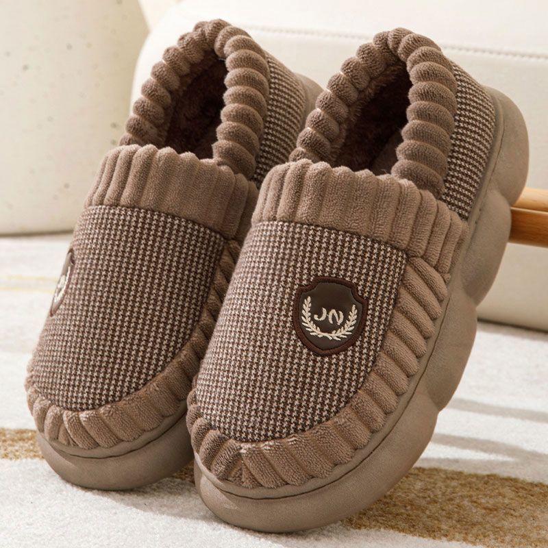 Plus Size Colorblock Plush Slippers For Women Men Winter Warm Home Slipper Indoor Thick-soled Fleece Shoes Couple