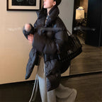 Black Mid-length Women's Thick Warm Design Down Jacket